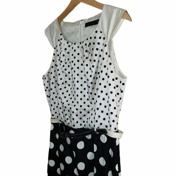 The Limited 10 black/white polka dot belted dress - Picture 3 of 6